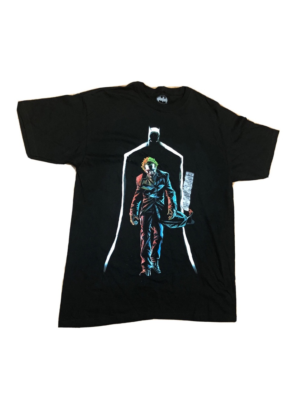 DC Black Short-Sleeve Tee with Joker Graphic and Batman Outline